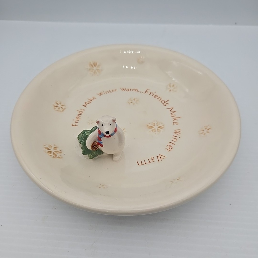 "Friends Make Winter Warm" Candy Dish, Bear Toting Christmas Tree, Snowflakes‎